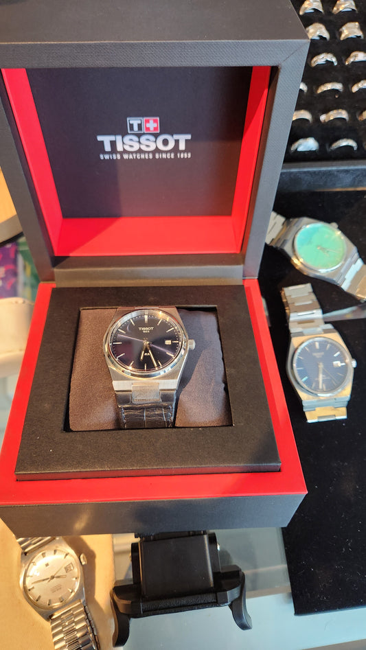 # <TISSOT> PRX (Quartz) 40mm Midnight Blue Dial, Leather Band w/ Box & Papers