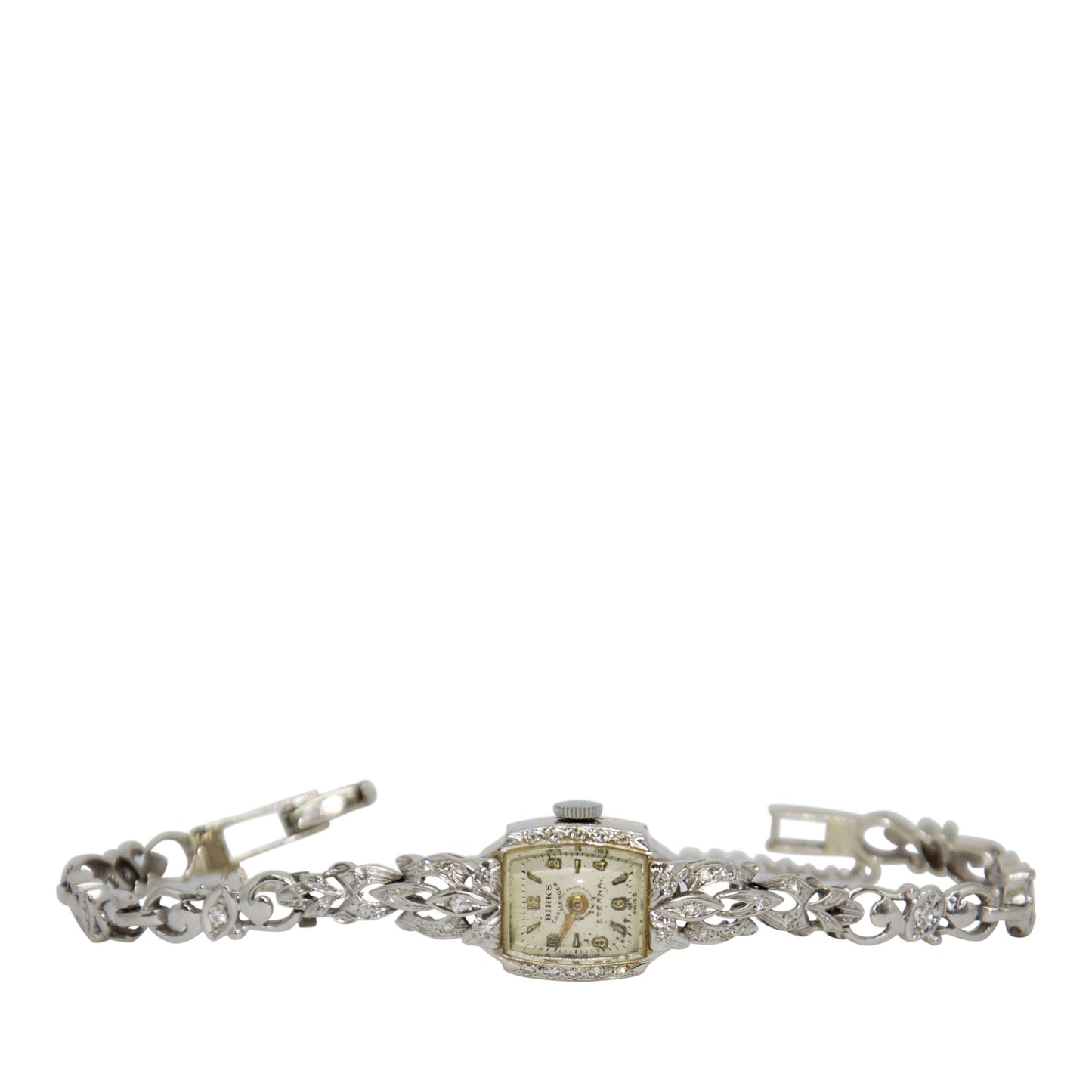 <BIRKS> Antique Mechanical 14K White Gold w/ 0.45ct VS Diamonds